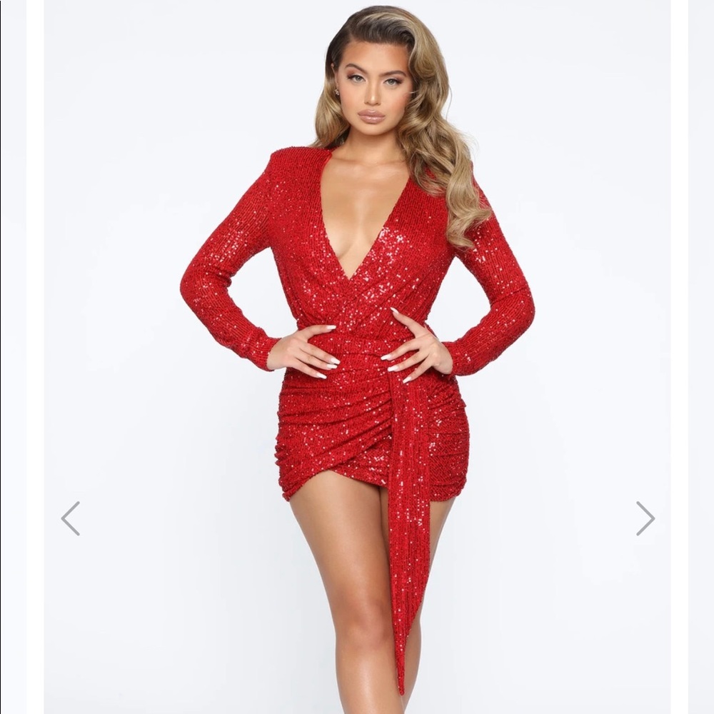 Red sequin dress